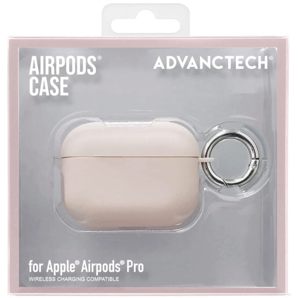 ADVANCTECH Silicone Airpod Pro Case with Circle Clip in Light Pink