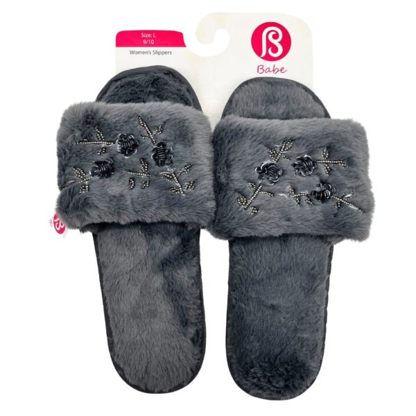 Assorted Colors Women's Slippers with Floral Details in Sizes 6-10