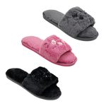 Assorted Colors Women's Slippers with Floral Details in Sizes 6-10