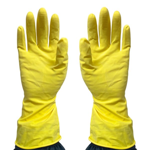 CLOROX 2 Pair Reusable Latex Gloves with Cotton Flock Lining Size M