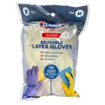 CLOROX 2 Pair Reusable Latex Gloves with Cotton Flock Lining Size M