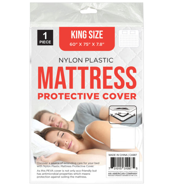 King Size Nylon Plastic Mattress Cover Protective 60" x 75" x 7.8"